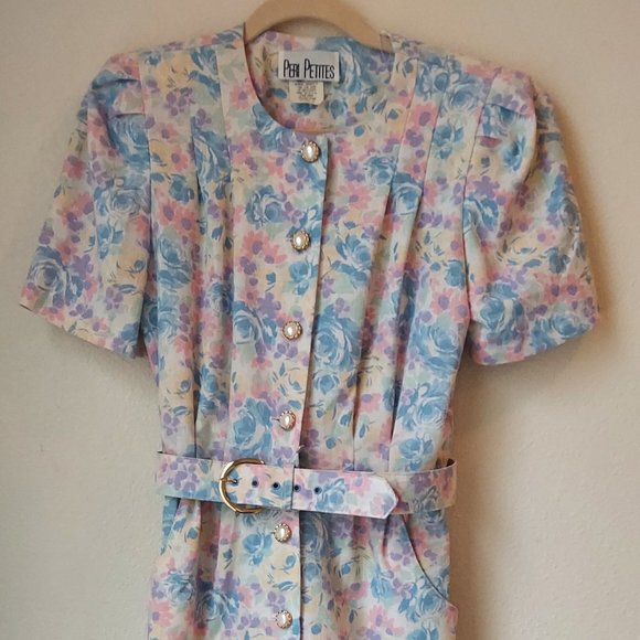 Unique Vintage Peri Petites Floral Secretary Dress With Pockets Size 6 - Picture 3 of 9